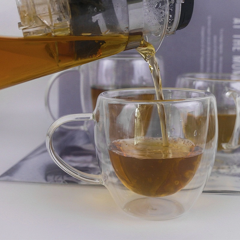 250/350ML  high borosilicate heat resistant glass tea cup mug with handle