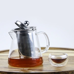 500ML Wholesale high borosilicate heat resistant glass tea pot with infuser