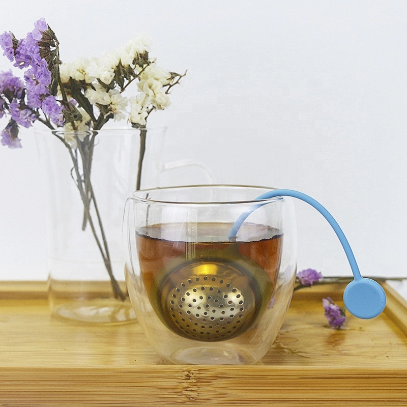 Food grade loose leaf tea ball stainless steel silicone filter tea infuser
