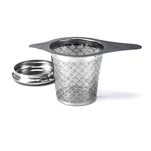 Newly stainless steel wave pattern tea strainer basket shape tea infuser with handle