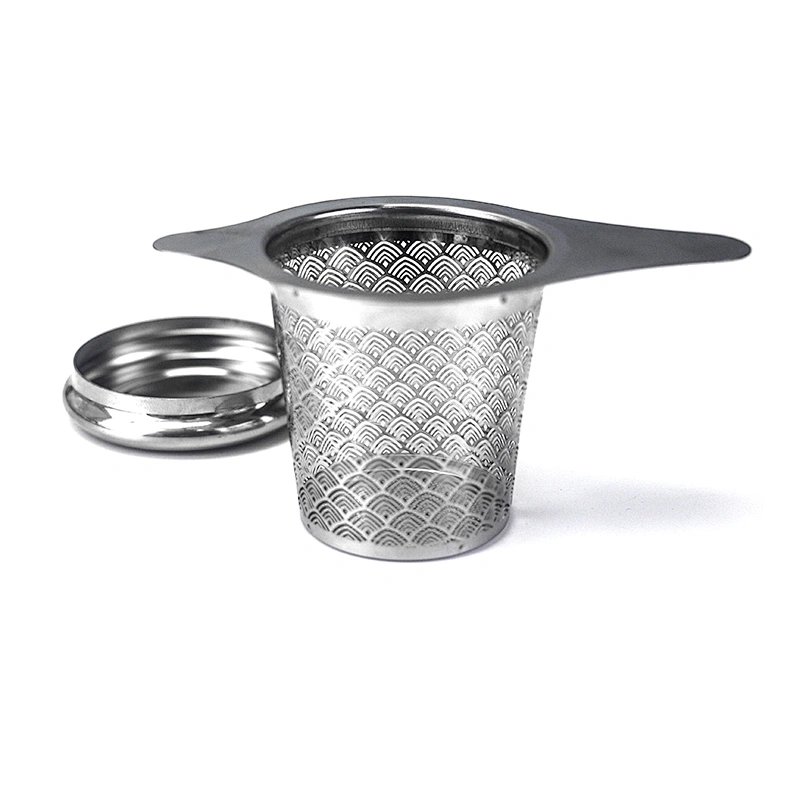 Newly stainless steel wave pattern tea strainer basket shape tea infuser with handle
