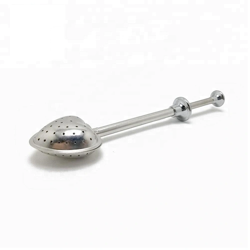 Hot selling stainless steel heart shape tea infuser with pushing handle