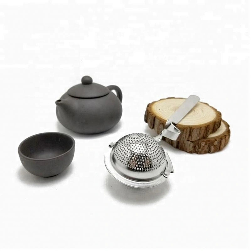 metal  ball shape tea infuser stainless steel tea strainer tea filter  with curving  handle