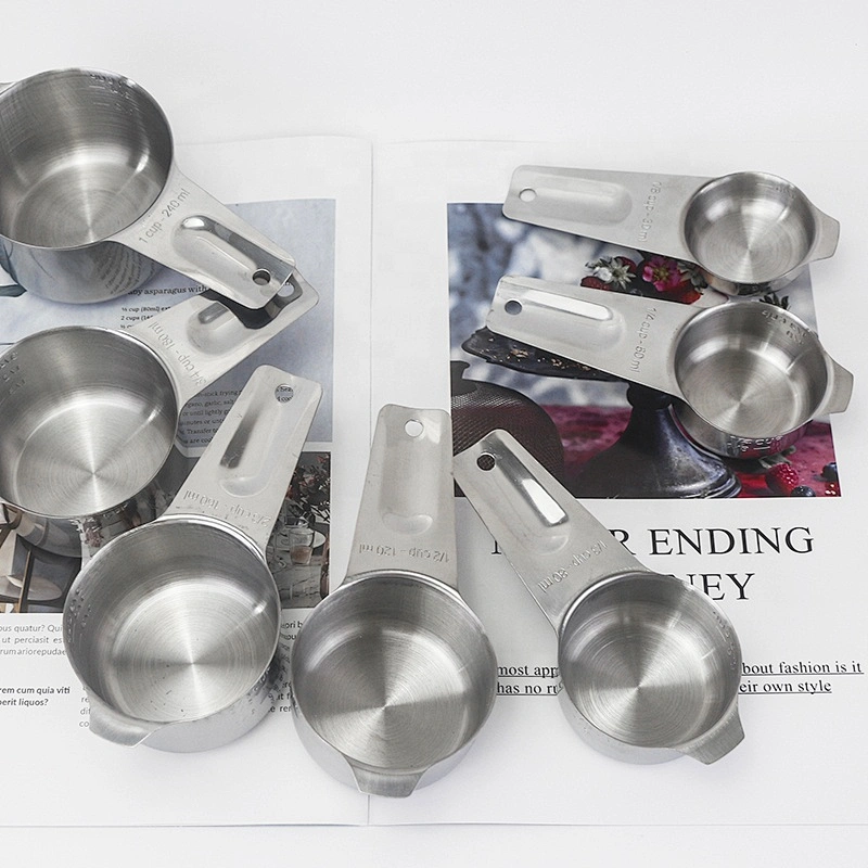 7 pcs stainless steel measuring spoons and cups kitchen metal measuring scoop supplier