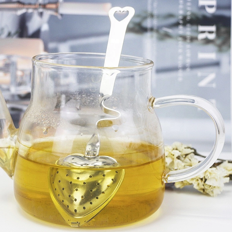 Food grade stainless steel heart shape tea infuser tea strainer with handle
