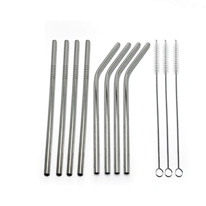 Reusable 8 pcs stainless steel 8mm drinking straw with 3 pcs brusher set