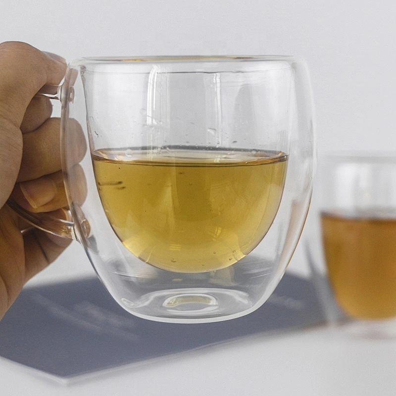 250/350ML  high borosilicate heat resistant glass tea cup mug with handle