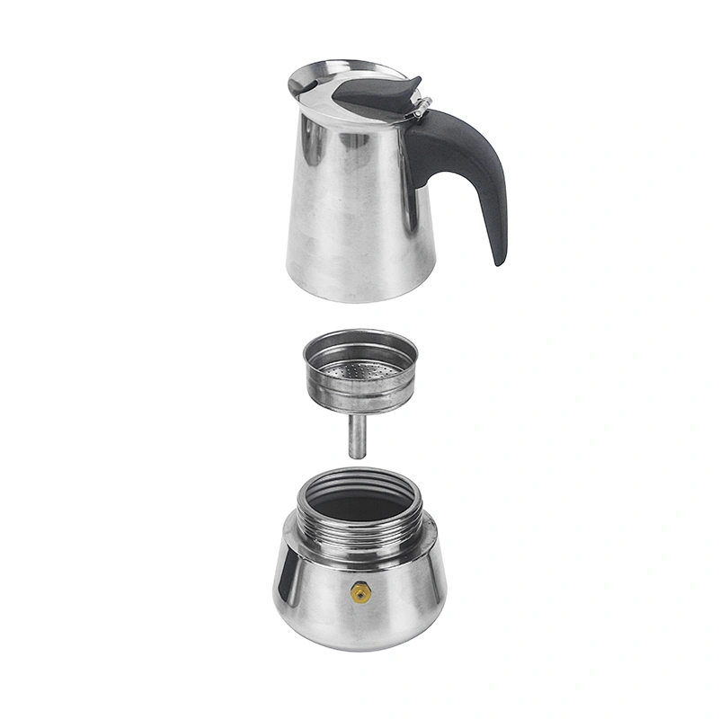 Stainless steel espresso coffee maker moka coffee pot with anti hot plastic handle