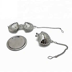 High quality stainless steel shell shape tea infuser with chain