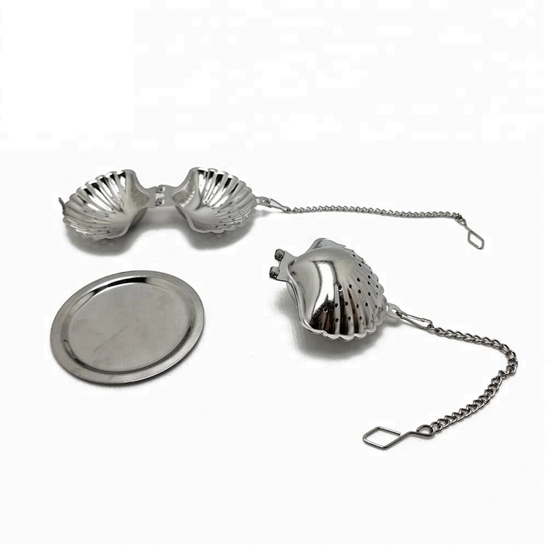 High quality stainless steel shell shape tea infuser with chain