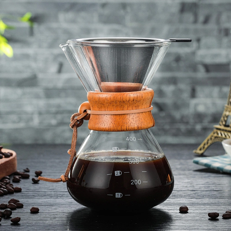 High Borosilicate glass coffee pot with stainless steel coffee filter set