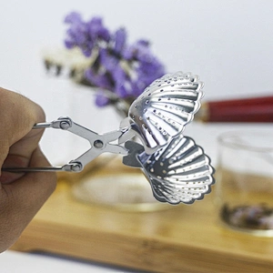 High quality stainless steel shell shape tea infuser with handle