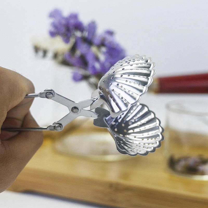 High quality stainless steel shell shape tea infuser with handle