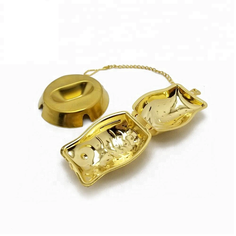 New design stainless steel titanium gold plating owl shape tea infuser with chain