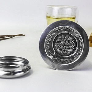 304 stainless steel fine mesh basket shape tea infuser tea strainer with double folding handle for tea pot