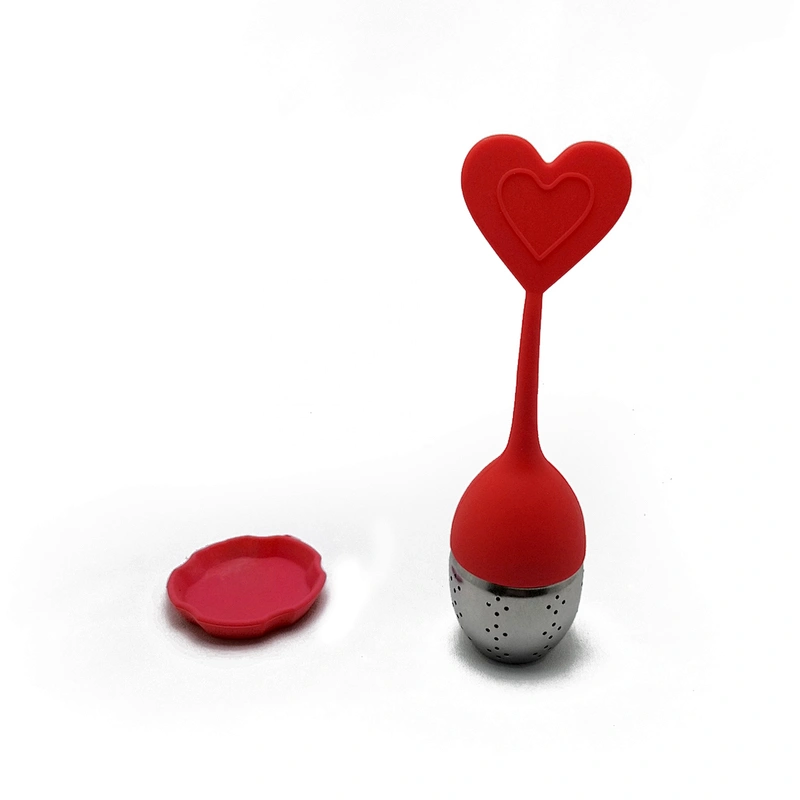 Food grade heart shape stainless steel silicone tea infuser