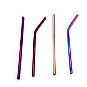 Colorful reusable stainless steel 8*215mm drinking straw