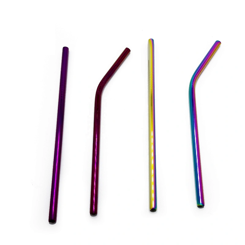 Colorful reusable stainless steel 8*215mm drinking straw