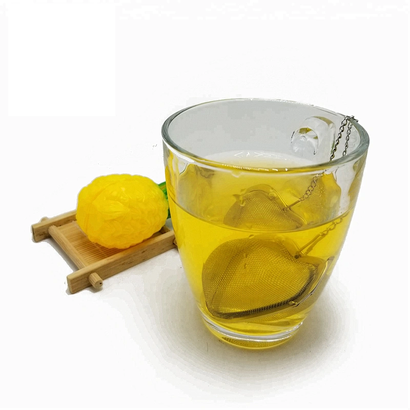 Novelty stainless steel mesh heart shape tea infuser with chain