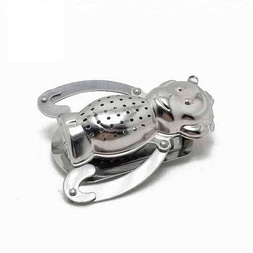 High quality stainless steel monkey shape tea infuser tea strainer with drip tray