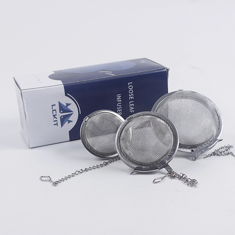 Hot Selling 3 pcs mesh stainless steel tea infuser tea strainer with color box pack