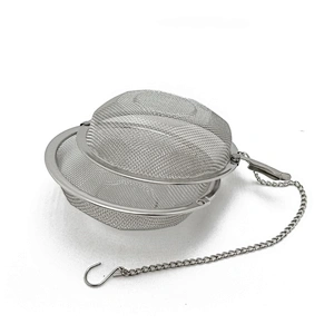 Hot selling stainless steel mesh spice soup& tea filter infuser with chain