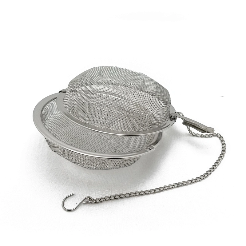Hot selling stainless steel mesh spice soup& tea filter infuser with chain