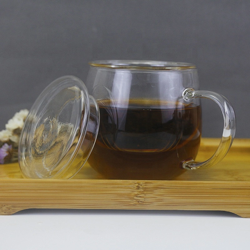 400 ML high borosilicate heat resistant glass tea cup mug with glass infuser and lid