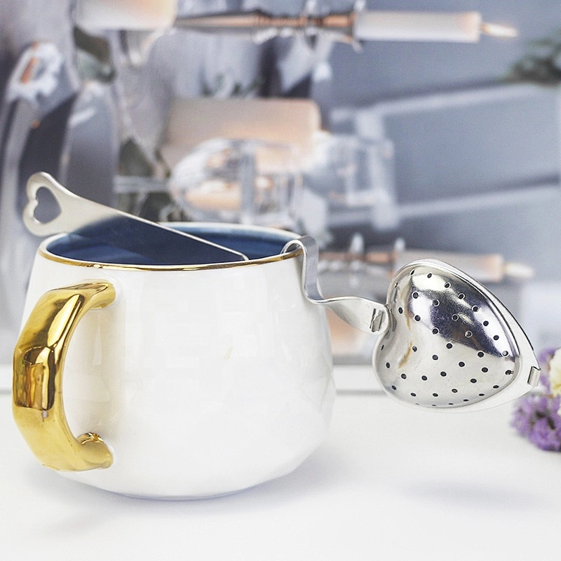 Food grade stainless steel heart shape tea infuser tea strainer with handle