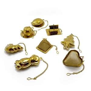 Stainless steel titanium gold plating christmas tree shape tea infuser with chain