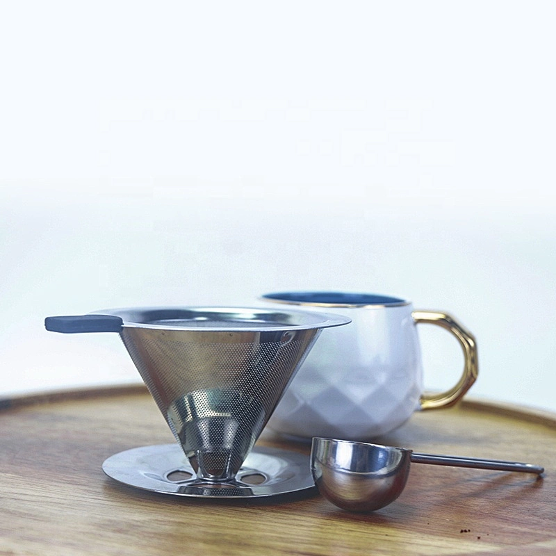 304 stainless steel coffee strainer Cone drip coffee filter coffee maker with anti hot handle