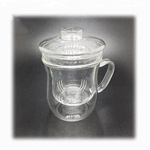 350 ML hot selling high borosilicate heat resistant glass tea cup mug with glass infuser and cover