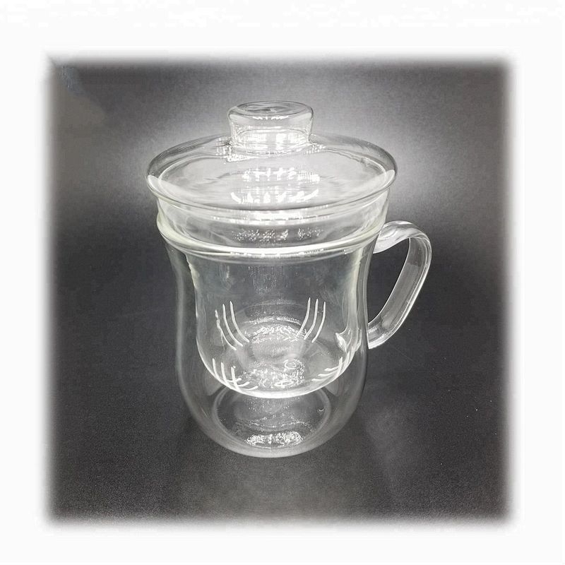 350 ML hot selling high borosilicate heat resistant glass tea cup mug with glass infuser and cover