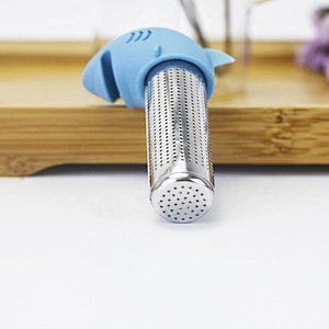 Lovely silicone shark Tea infuser with stainless steel fine hole stand for single mug tea maker