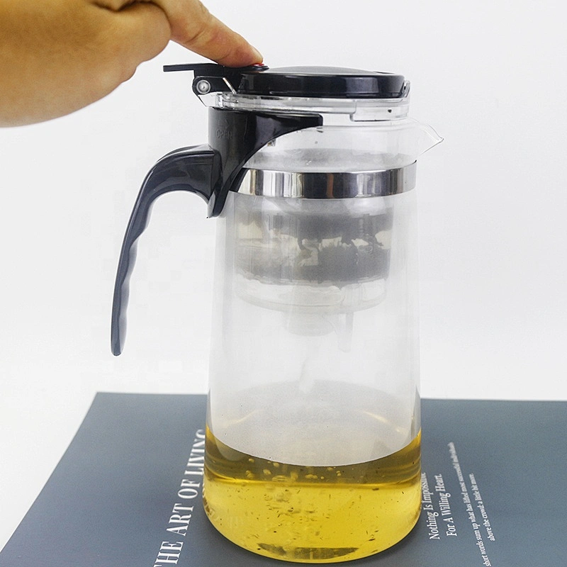 Hot selling high borosilicate heat resistant glass teapot tea maker with button