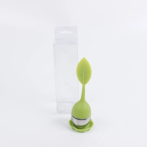 High quality  manufactured  silicone leaf shape tea infuser with PVC box pack