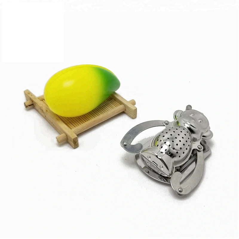 High quality stainless steel monkey shape tea infuser tea strainer with drip tray