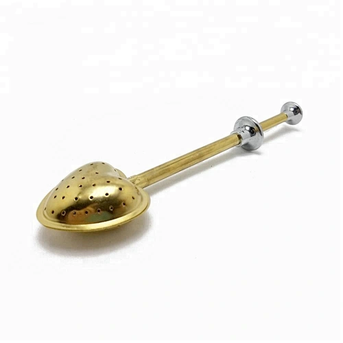 Hot selling stainless steel titanium gold plating heart shape tea infuser tea ball with handle