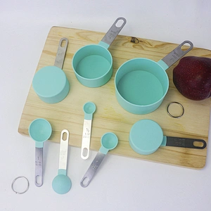 Hot selling 8 piece stainless steel plastic measuring cups and measuring spoons