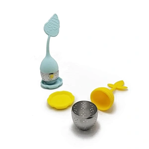 Cute leaf shape  stainless steel silicone tea infuser strainer