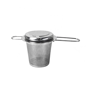 304 stainless steel fine mesh basket shape tea infuser tea strainer with double folding handle for tea pot