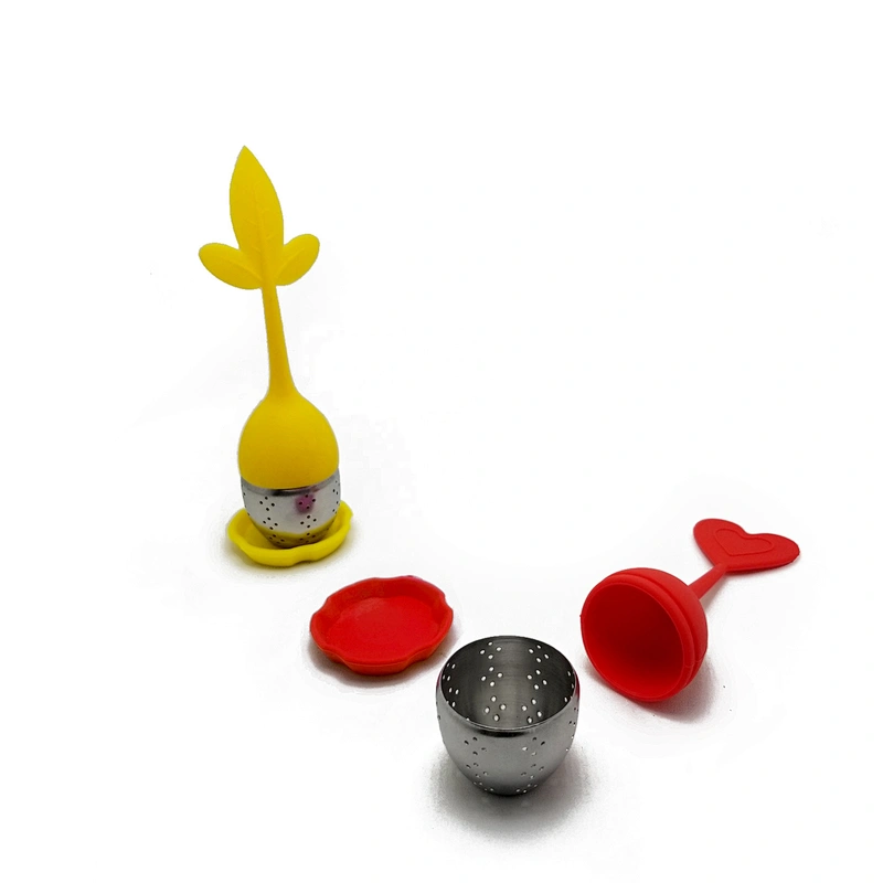 Food grade heart shape stainless steel silicone tea infuser