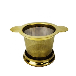 Double handle Tea strainer 304 Stainless Steel tea filter tea infuser in silver and gold color for mug and pot