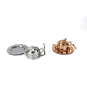2 pcs teapot shape tea infuser set with nice black bag pack and thank you card nice gift