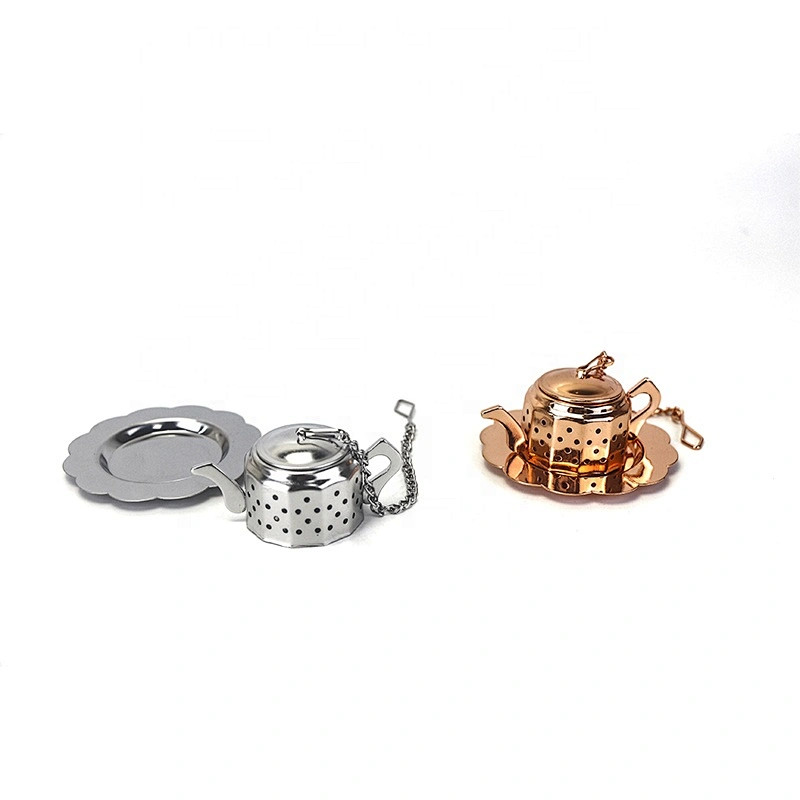 2 pcs teapot shape tea infuser set with nice black bag pack and thank you card nice gift