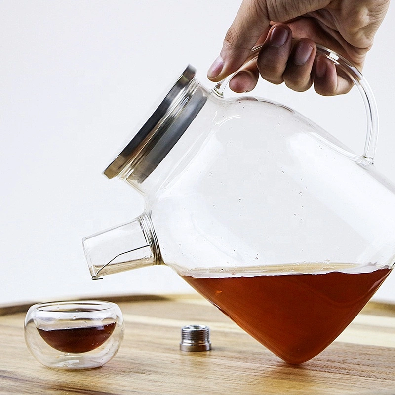 1000ML high quality high borosilicate tea pot heat resistant transparent coffee water glass jar with lid