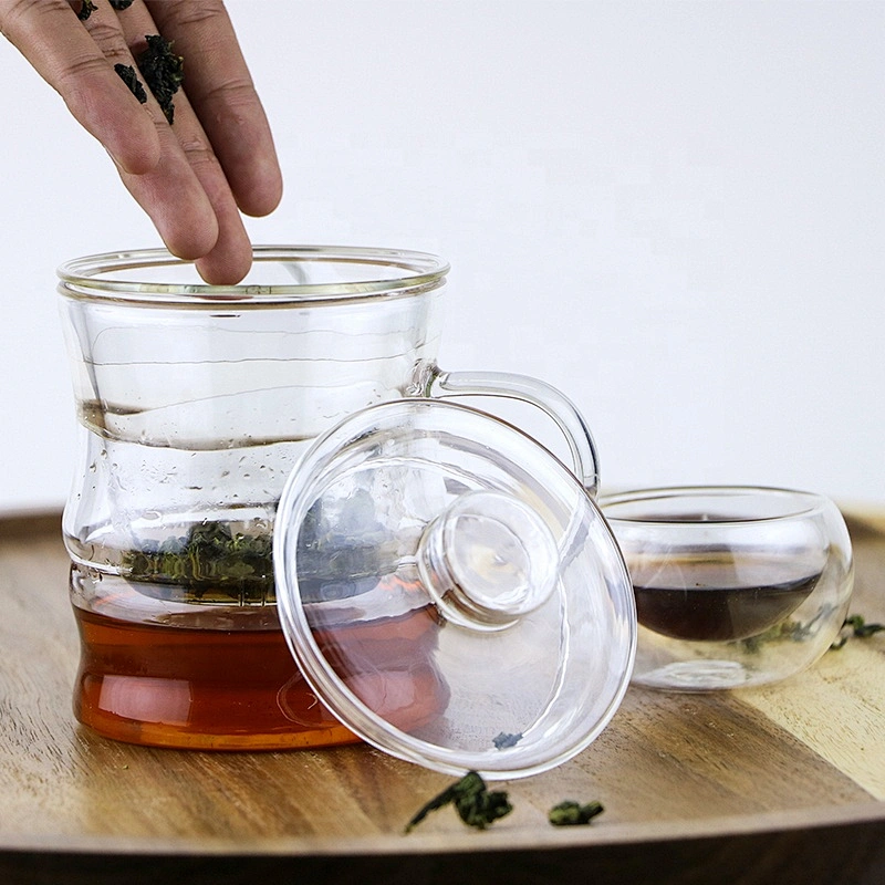 Hot selling 350 ML high borosilicate heat resistant glass tea cup mug with glass infuser and lid
