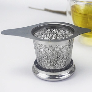 Newly stainless steel wave pattern tea strainer basket shape tea infuser with handle