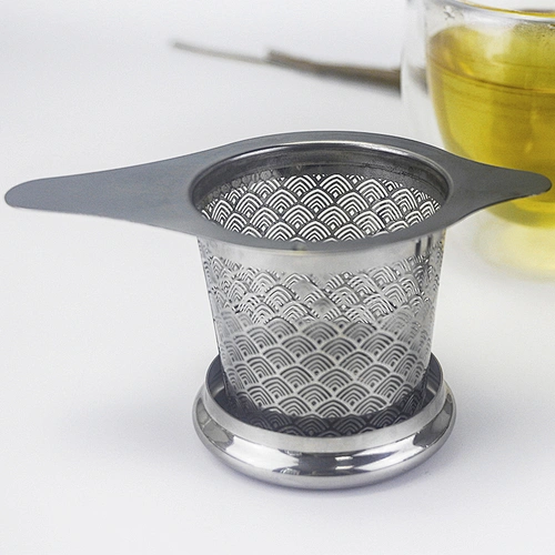 Newly stainless steel wave pattern tea strainer basket shape tea infuser with handle