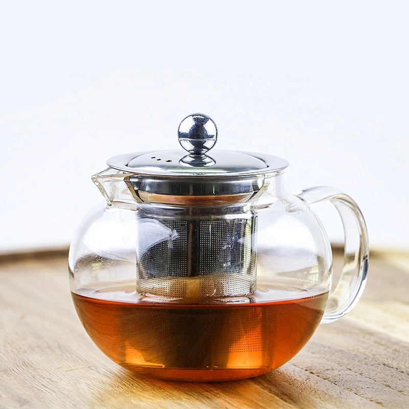 2021 new design 400/600/800/1000/1300ML pyrex glass teapot with infuser